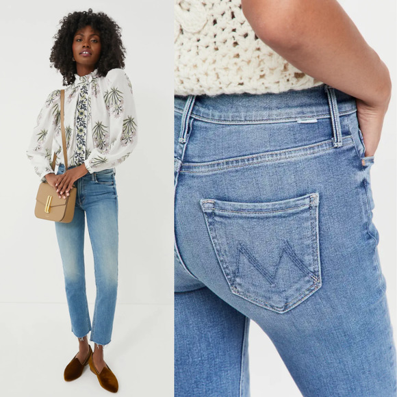 MOTHERNWT The Mid Rise Dazzler Ankle Fray Riding the Cliffside Jeans 26